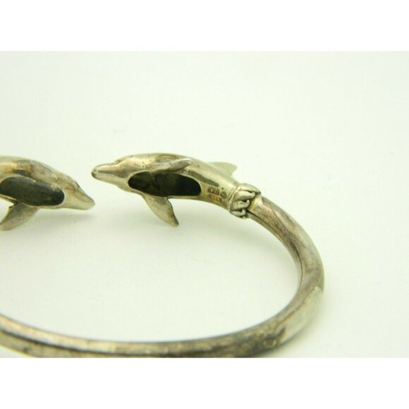 Kabana Signed KBN Sterling Silver Dolphin Wrap Bangle Tension Bracelet 17g - Picture 4 of 4